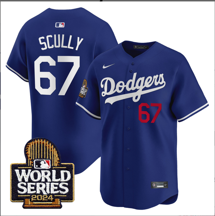 Men MLB Los Angeles Dodgers 67 Scully blue 2024 World Series Champions Patch Limited Jersey20241105 style 4